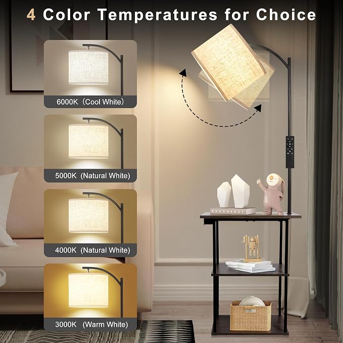 PESRAE Floor Lamp with Remote, Adjustable 3000K-6000K Colors & Brightness Bulb - Image 2
