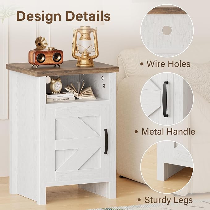 JUMMICO Farmhouse Nightstand, Modern Bedside Table - Image 2