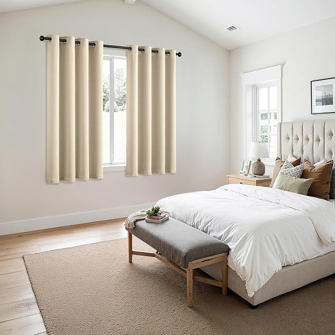 MIULEE Blackout Curtains for Bedroom 2 Panels 50 x 63 Inch Long Cream Beige | - Image 6