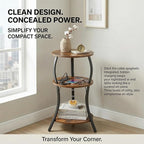 Small Round Side Table with Charging Station, 3-Tier Waist Circular End Table - Image 9