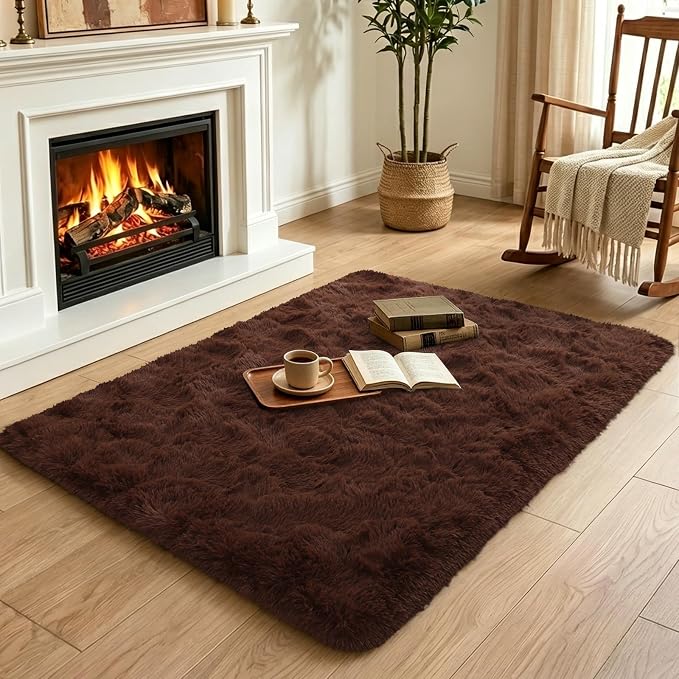 3x5 Brown Fluffy Soft Area Rug Non-Slip - Image 4