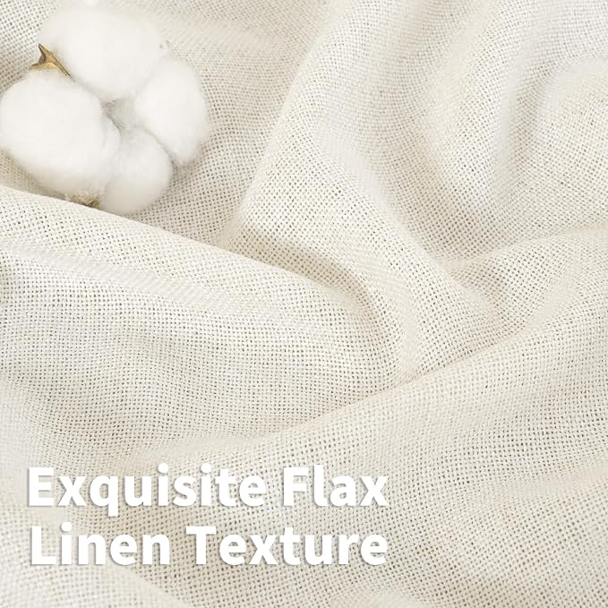 YoungsTex Ivory Linen Semi Sheer Curtains 90 Inch Length - Image 4
