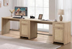 SICOTAS Rattan Home Office Desk, 2 Pieces 59" Boho Executive Desk by SICOTAS