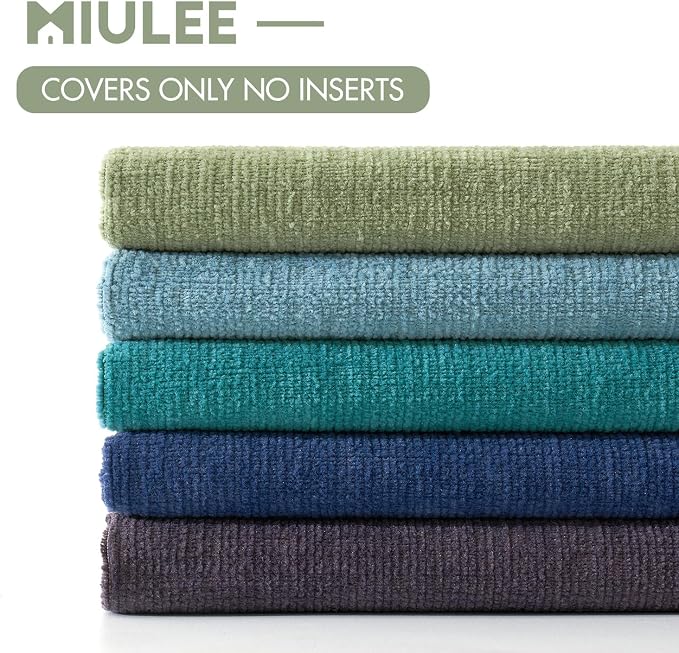 MIULEE Smoke Blue Chenille Couch Throw Pillow Covers, 20x20 | Set of 2 - Image 8
