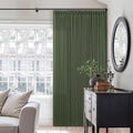 Olive Green Pinch Pleated Linen Semi Sheer Bedroom Curtains 92 Inches Long | by Twodrapes