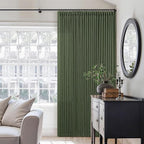 Olive Green Pinch Pleated Linen Semi Sheer Bedroom Curtains 92 Inches Long | by Twodrapes