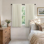 Linen Textured Boho 100% Blackout Small Window Curtains 45 inch Length 2 Panels - Image 3