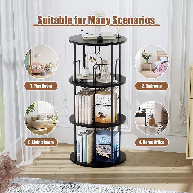 ALLSTAND Rotating Bookshelf, 3 Tier Round Revolving Bookcase - Image 7