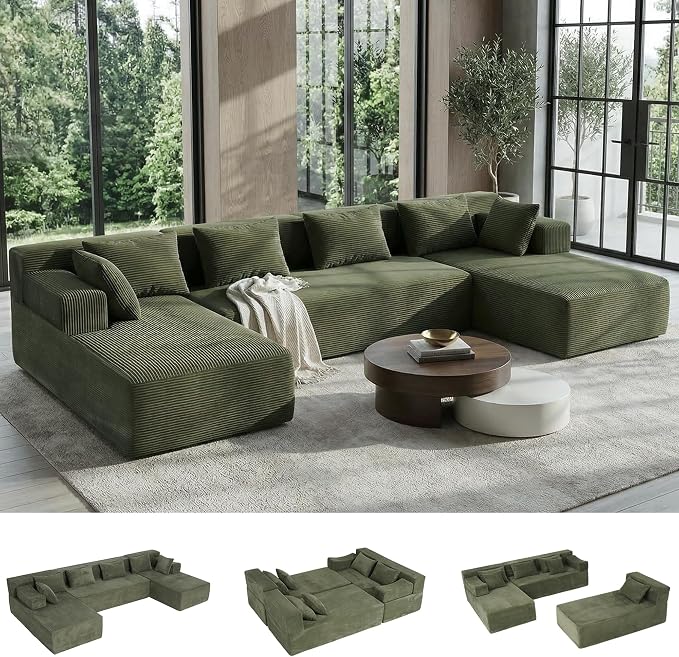MONVANE 141" U Shaped Cloud Sectional Couch by MONVANE