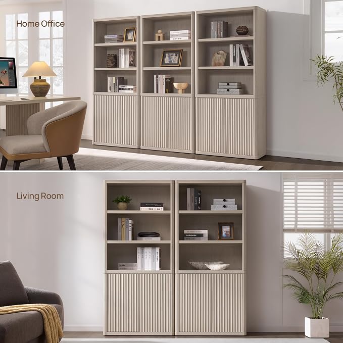 SICOTAS Book Shelf with Doors 71" Tall 6 Tier Bookshelf with Adjustable Shelves - Image 6