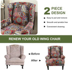HAOYONG Wing Chair Slipcovers Elastic Boho Printed Wingback Chair Covers 2 - Image 7