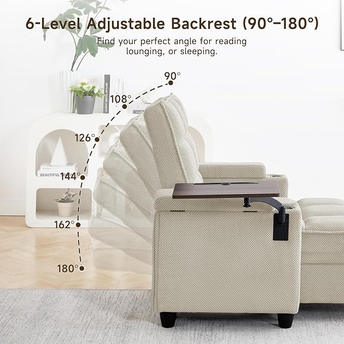 70.9" Chaise Lounge Chair Indoor, Oversized Boucle Upholstered Sofa Bed - Image 8