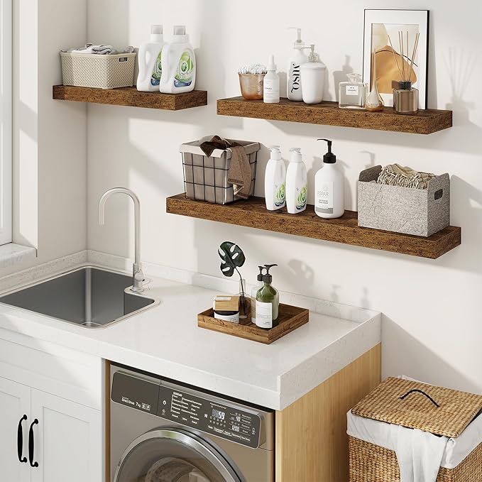 fuqing Floating Shelves for Wall, Wall Mounted Wood Floating Shelf - Image 4