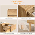Nightstand with 3 Drawers Narrow Night Stand Solid Wood Bedside Table Mid - Image 8