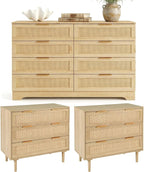 HOPUBUY Living Room Table Sets of 3, Boho Drawer and Large Drawer Nightstand by HOPUBUY