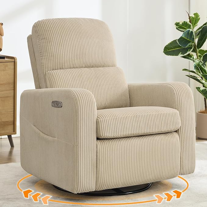 Swivel Rocker Recliner, Oversized Power Recliner Nursery Glider by Aemeios
