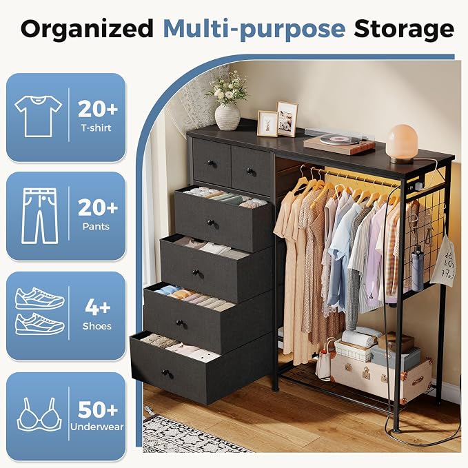 DUMOS Black Dresser for Bedroom - Image 5