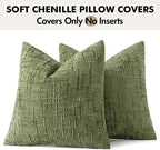 MIULEE Chenille Textured Throw Pillow Covers Sage Green 18x18 Set of 2 | Slubby - Image 7