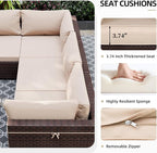 UPHA 7 Pieces Patio Furniture Sets, Wicker Outdoor Sectional Sofa Couch - Image 5