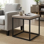 CENSI Modern Square End Table, Extra Thick 1.6" Wood Top & Metal Frame - Image 3