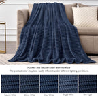 BEDELITE 3D Ribbed Jacquard Navy Blue Full Size Blankes - Image 6