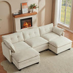 Amsleekey Modular Sectional Sofa, 111.5" U-Shaped Corduroy Comfy Sectional by Amsleekey