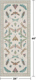 Washable Non Slip Bathroom Runner Rug 2x5, Insect Boho Bath Mat, Stain - Image 2