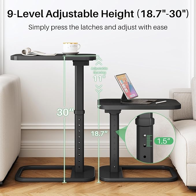Kitstorack TV Tray Table, Adjustable Height & Rounded Metal Corners, Snack Table - Image 5