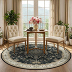 RELEANY Washable Area Rug, Round 5ft, Water Repellent, Pet Friendly, Vintage - Image 3