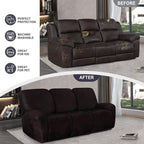 ANARACHON Leather Look Recliner Couch Cover, 8-Pieces Stretch Recliner Sofa - Image 6