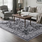 Area Rugs for Living Room, 4x6 Washable Rugs for Bedroom, Non-Slip Retro Floral by Rtizon