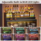 Loomie Wine Bar Cabinet with LED Lighted Liquor Bottle Display Shelf, Liquor - Image 6