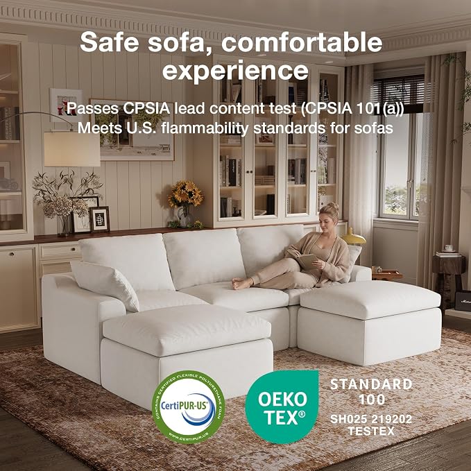 Novilla 133.8" Modular Cloud Couch, Modern Sectional Sofa - Image 24