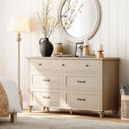 WAMPAT Beige 7 Drawers Dresser for Bedroom, Wide Chest of Drawers Kids Dresser - Image 3