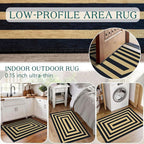 Front Door Mat Indoor Outside Entrance, 2x3 Black Tan Striped Rug | Non-Slip - Image 6