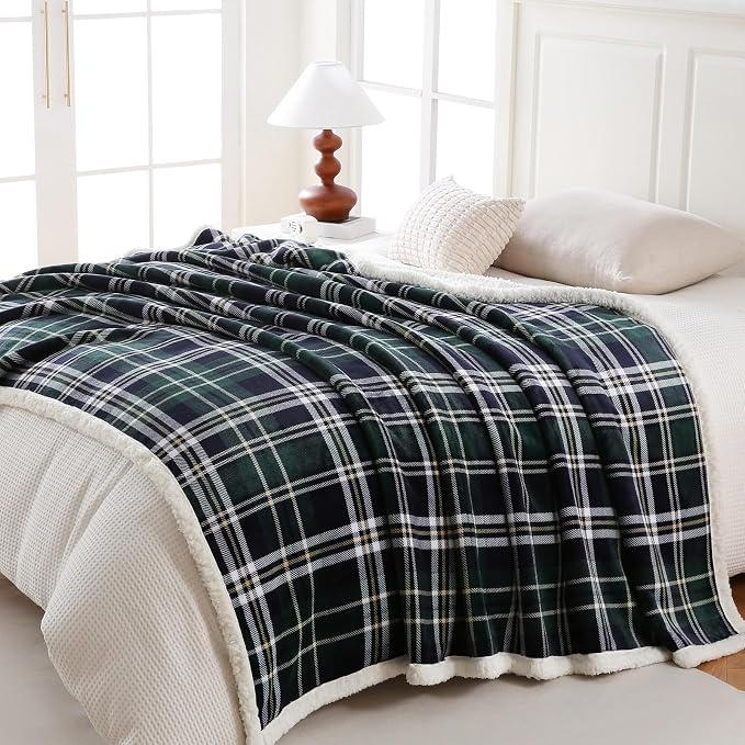 PU MEI Sherpa Fleece Throw Blanket 60" x 80" Reversible Plush Fluffy Large Big - Image 2