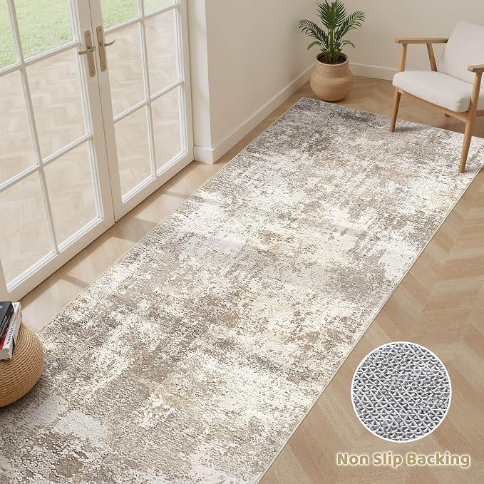 LOONGRUG Runner Rug 2x6 Washable Non-Slip Kitchen Neutral Modern Rug | Abstract - Image 3