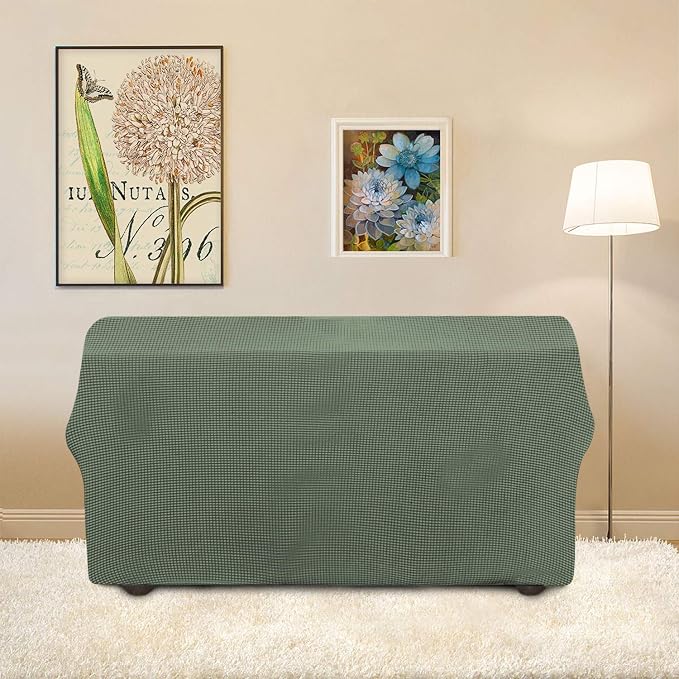Easy-Going Stretch Loveseat Couch Covers Washable Greyish Green | 1-Piece - Image 4