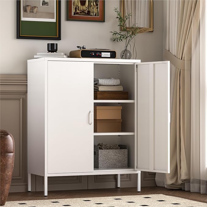 YAUWOH Metal Cabinet with 2 Doors and 4 Shelves，39.96" Tall Steel Office Cabinet by YAUWOHFactoryOutletsColorfulMetalFurniture