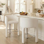 HNY Modern Counter Height Bar Stools Set of 2, 26”H Barrel Counter Stools by HNY