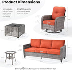 ovios 8 Pieces Patio Furniture Set, Outdoor Wicker Sofa Couch - Image 8