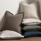 MIULEE Linen Fringe Decorative Fall Euro Throw Pillow Covers Coffee 22x22 | Set - Image 5