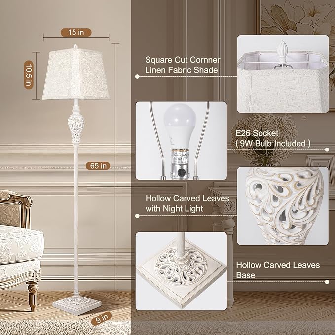 LuxSight Collection Floor Lamp for Living Room, Vintage Standing Lamp - Image 2