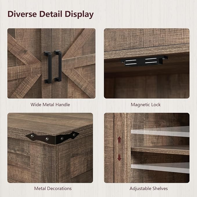 usikey Buffet Cabinet, 61” Large Sideboard Buffet Storage Cabinet - Image 7
