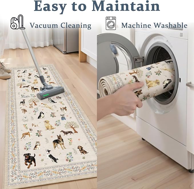 Beige Hallway Runner Rug 2x4 for Bedroom Kitchen | Ultra-Thin;Boho Style;Low - Image 5