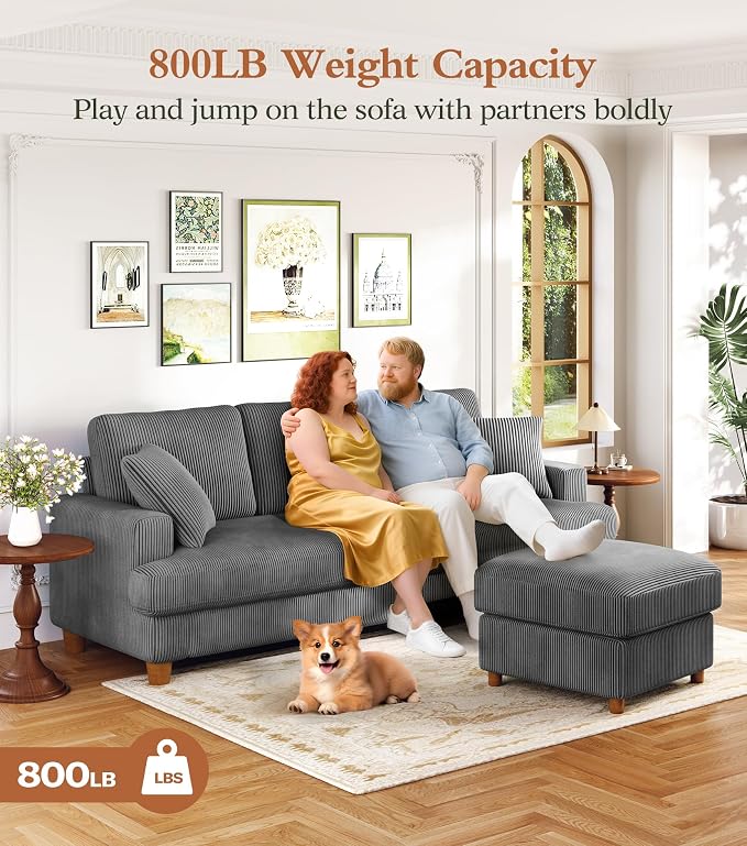 Kidirect 87in L Shaped Couch, Modular Sofa No Tool Assembly, Comfy Sectional - Image 3
