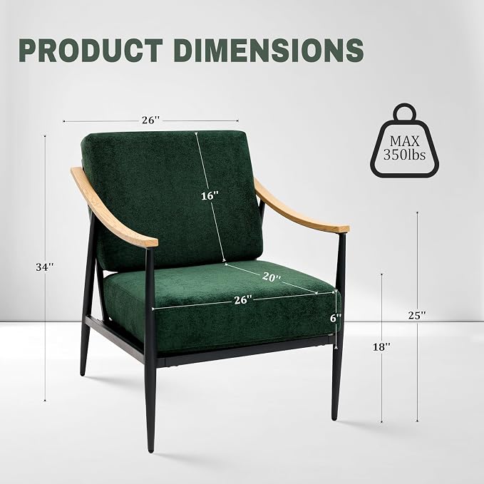 RNKSFX Modern Accent Chair for Living Room Bedroom Mid Century Arm Chair - Image 2
