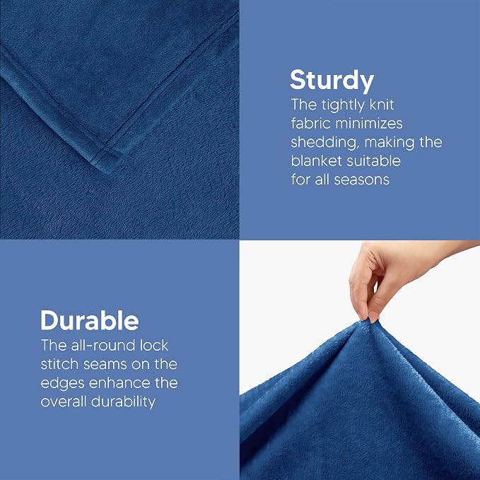 Utopia Bedding Soft Fleece Bed Blanket Queen Size Royal Blue | Microfiber Plush - Image 7
