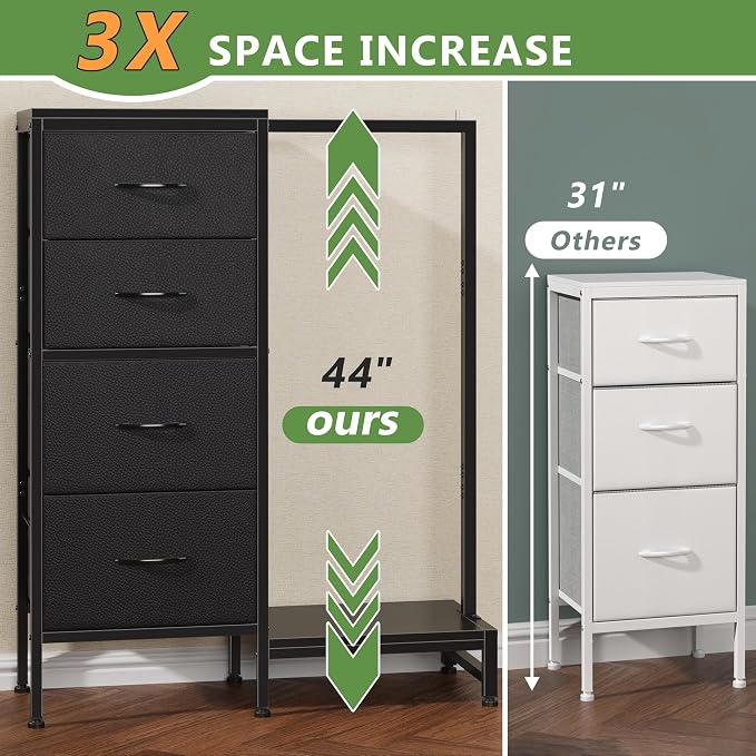 HIGDBFE Dresser with Hanging Rack, 4 Drawers Small Closet - Image 4