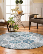 Lahome Moroccan Washable Round Rugs, Soft Vintage Round Rug 4ft Ultra-Thin | - Image 5